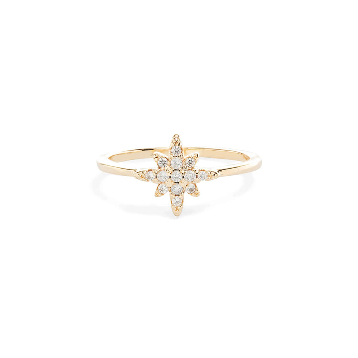 Bright Star White Zirconia Ring, 18k Gold Plated