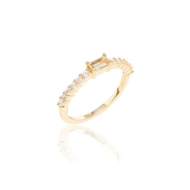 Bright Beryl Crystal Half Band Ring, 18k Gold Filled