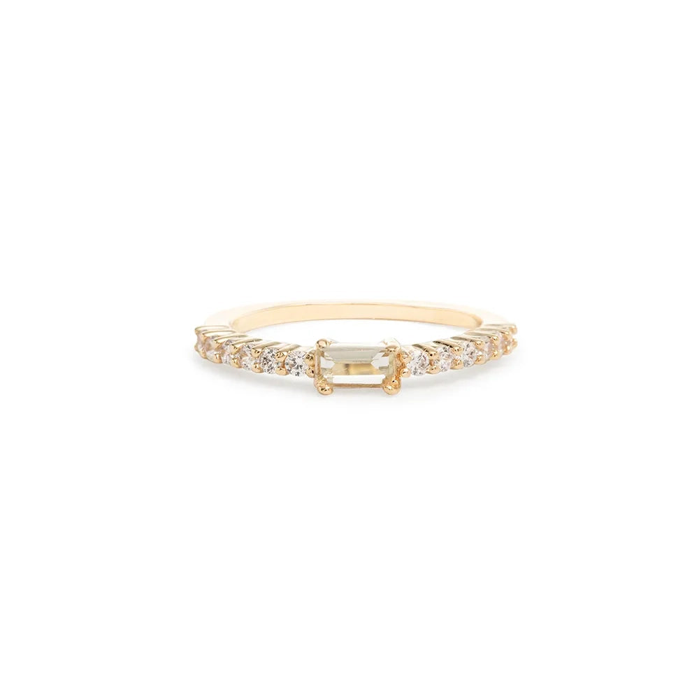 Bright Beryl Crystal Half Band Ring, 18k Gold Filled
