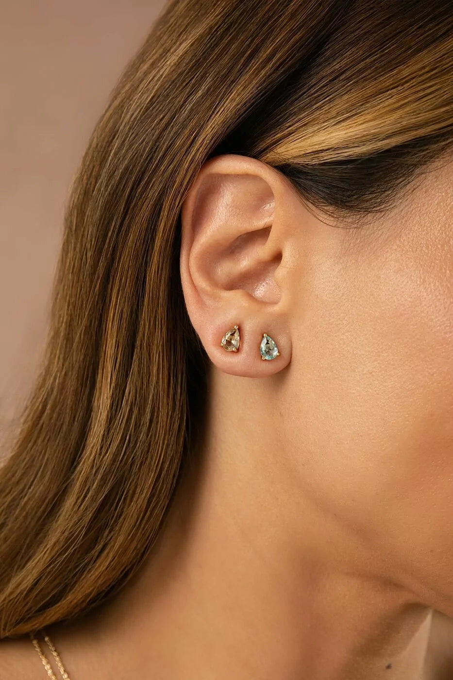 Bright Beryl & Aquamarine Crystal Earrings Set (2 Pairs), 18K Gold Filled