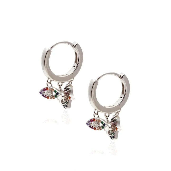 Bright Bling Patuá Earrings, Rhodium Plated