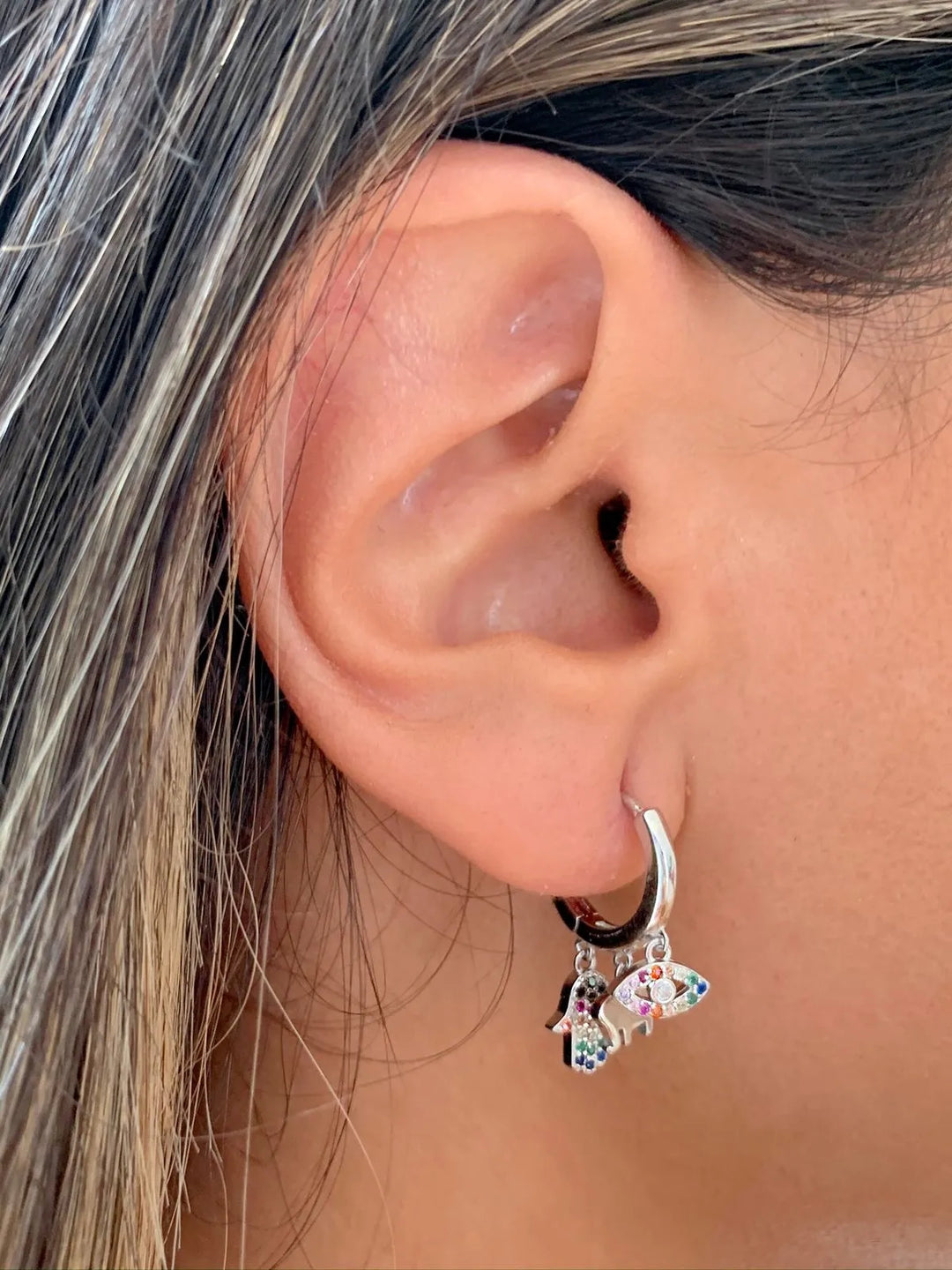 Bright Bling Patuá Earrings, Rhodium Plated