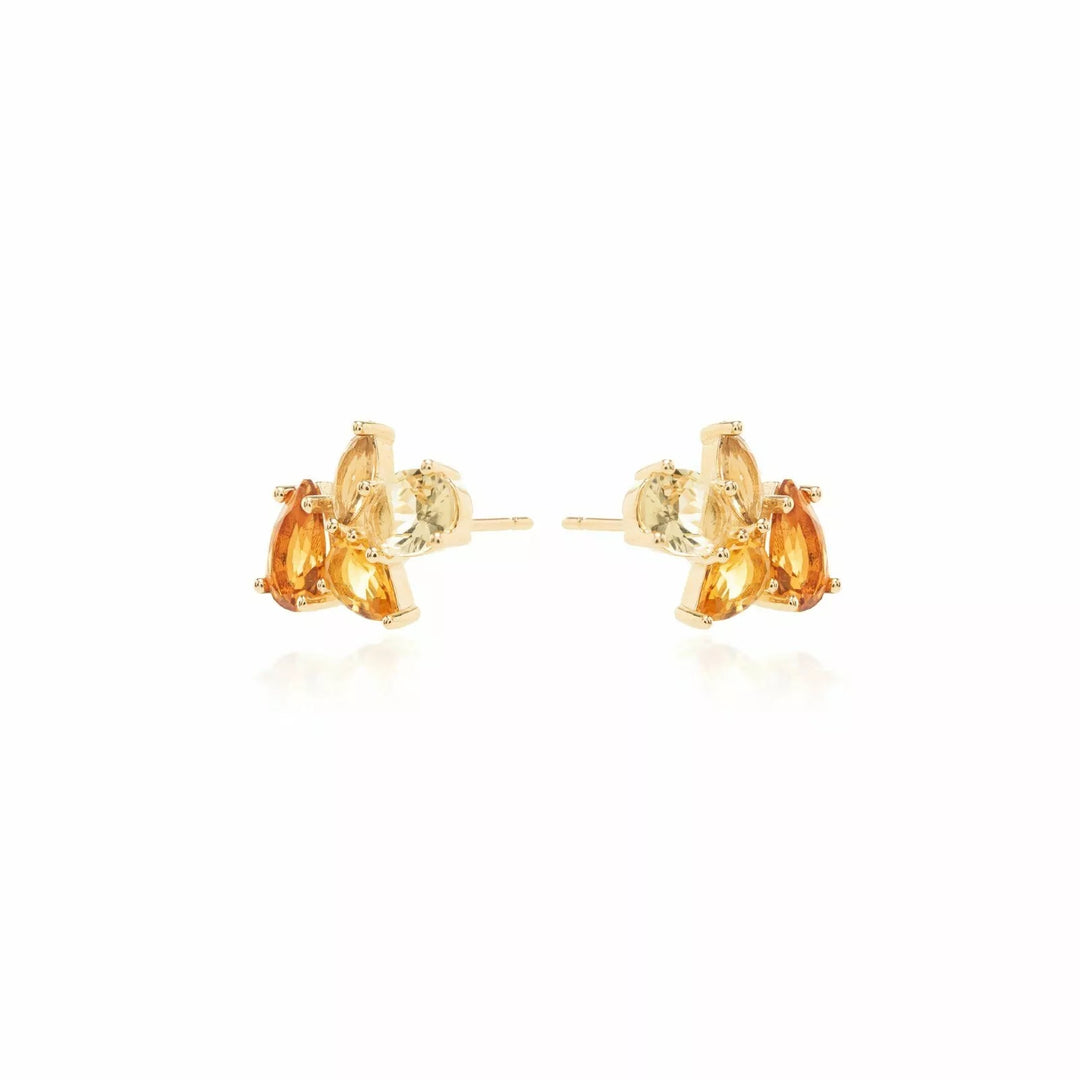 Bright Citrine Crystal Earrings, 18k Gold Filled