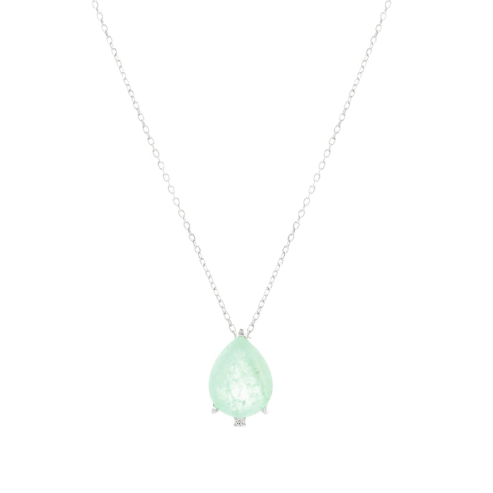 Bright Colombian Emerald Teardrop Necklace, 925 Sterling Silver