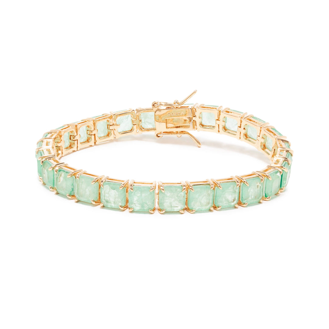 Bright Colombian Emerald Fusion Square Bracelet, 18k Gold Filled