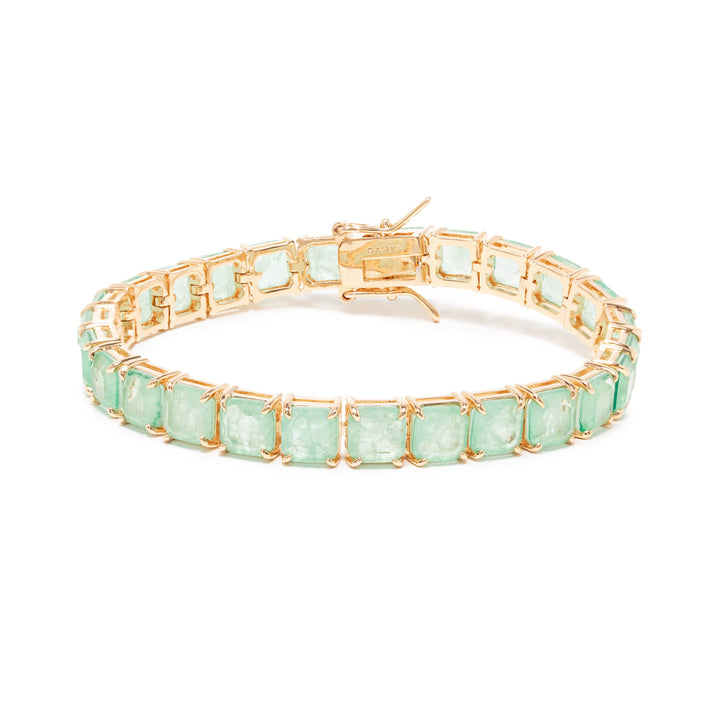 Bright Colombian Emerald Fusion Square Bracelet, 18k Gold Filled