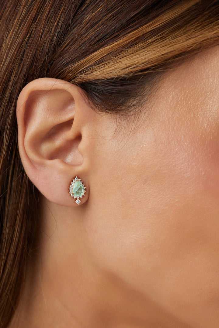 Bright Colombian Emerald Fusion Teardrop Jewelley Set, 18k Gold Filled