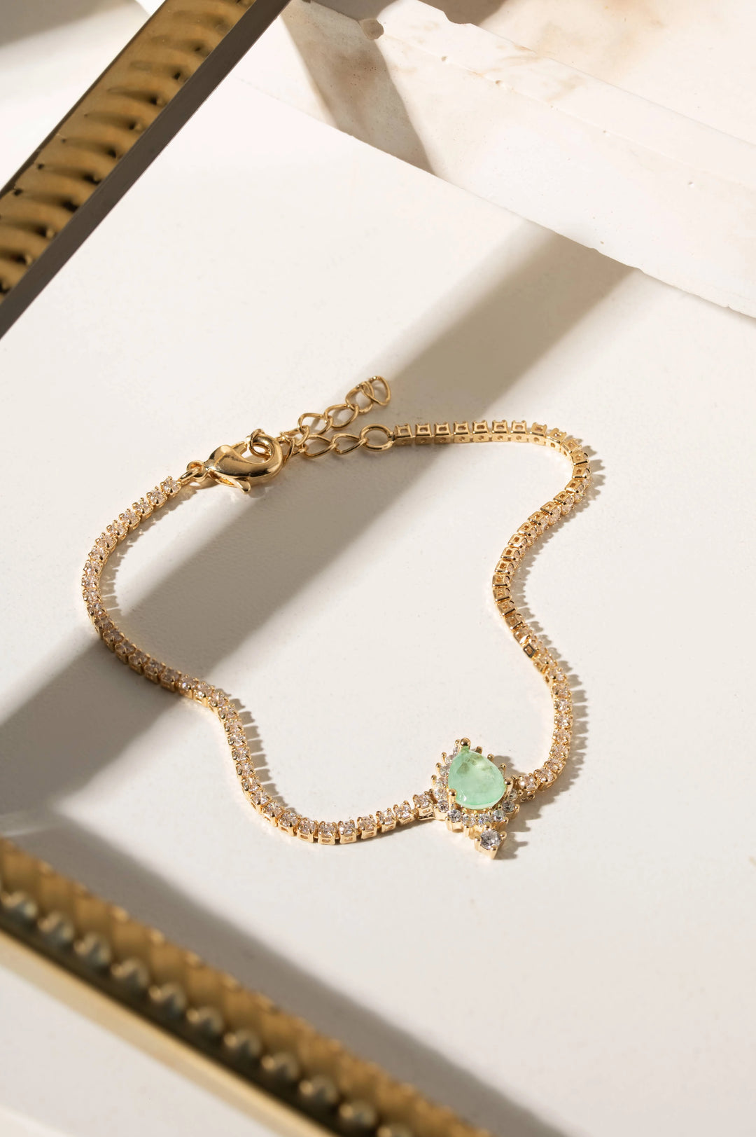 Bright Colombian Emerald Fusion Tennis Bracelet, 18k Gold Filled