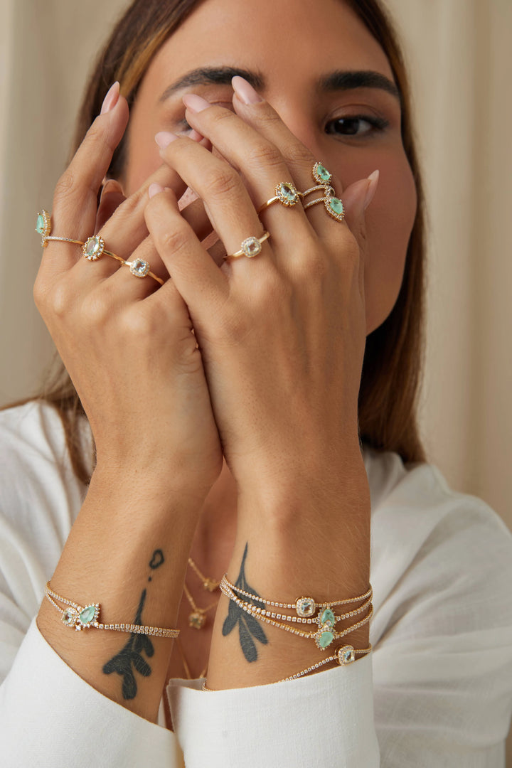 Bright Colombian Emerald Fusion Tennis Bracelet, 18k Gold Filled