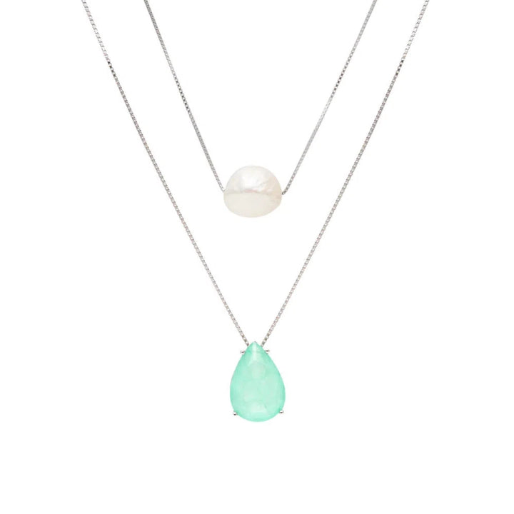 Bright Colombian Emerald Fusion with Pearl - Scapular Necklace
