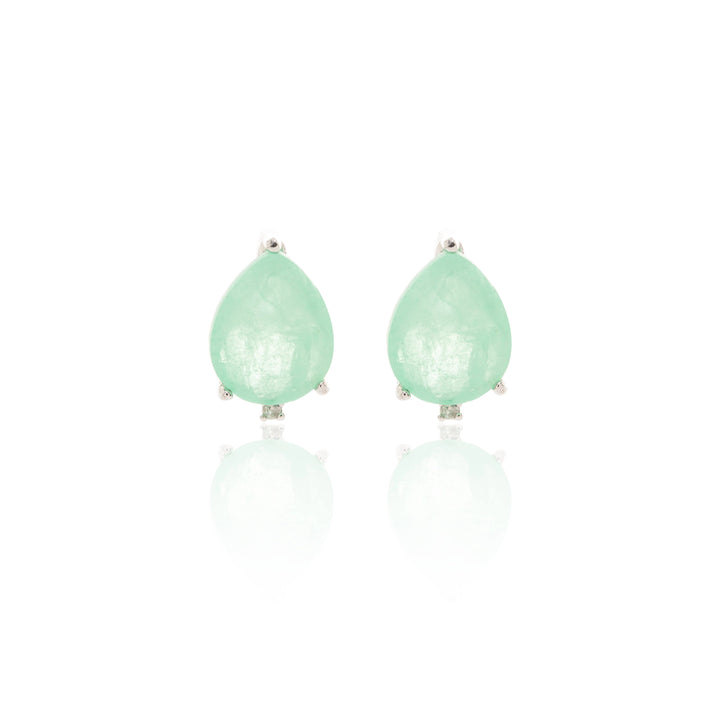 Bright Colombian Emerald Teardrop Earrings, 925 Sterling Silver