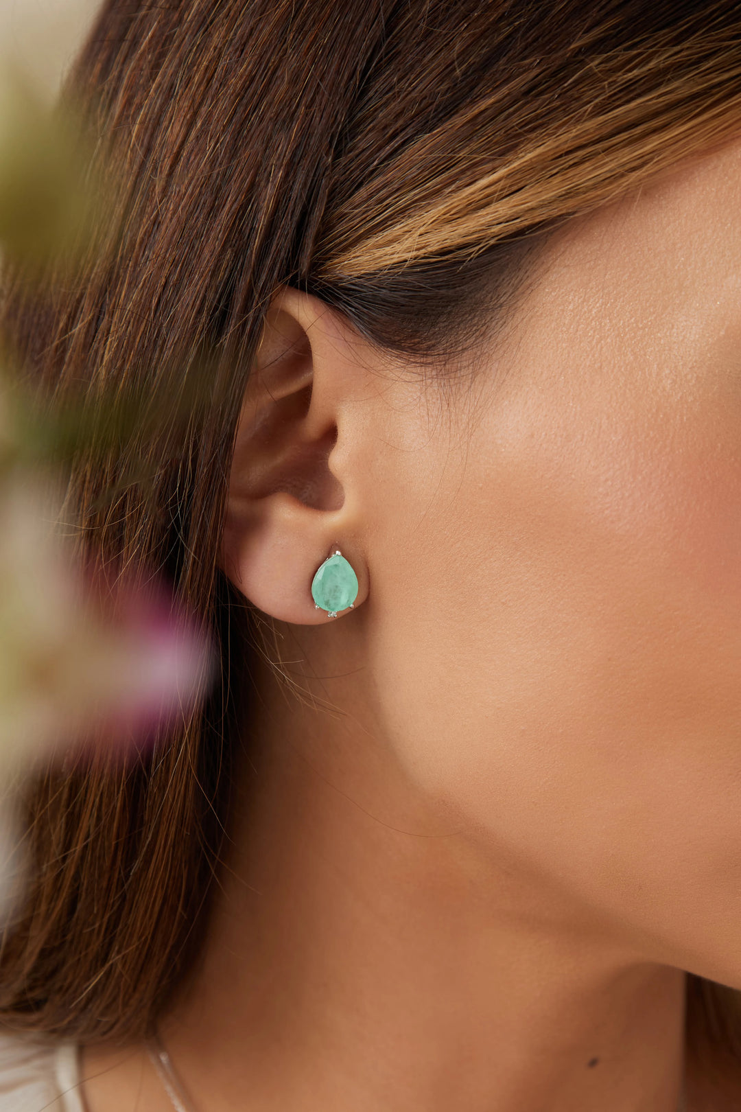 Bright Colombian Emerald Teardrop Earrings, 925 Sterling Silver