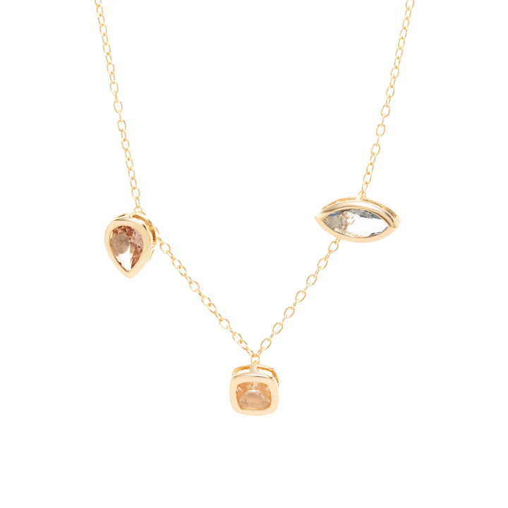 Bright Crystal Shapes Necklace, 18k Gold Filled