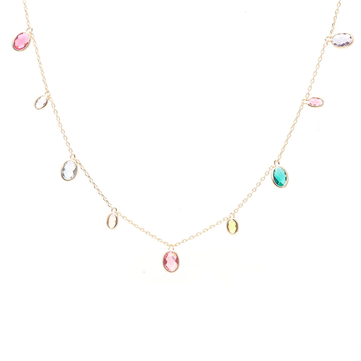 Bright Drop Multicolour Crystals Necklace, 18k Gold Filled