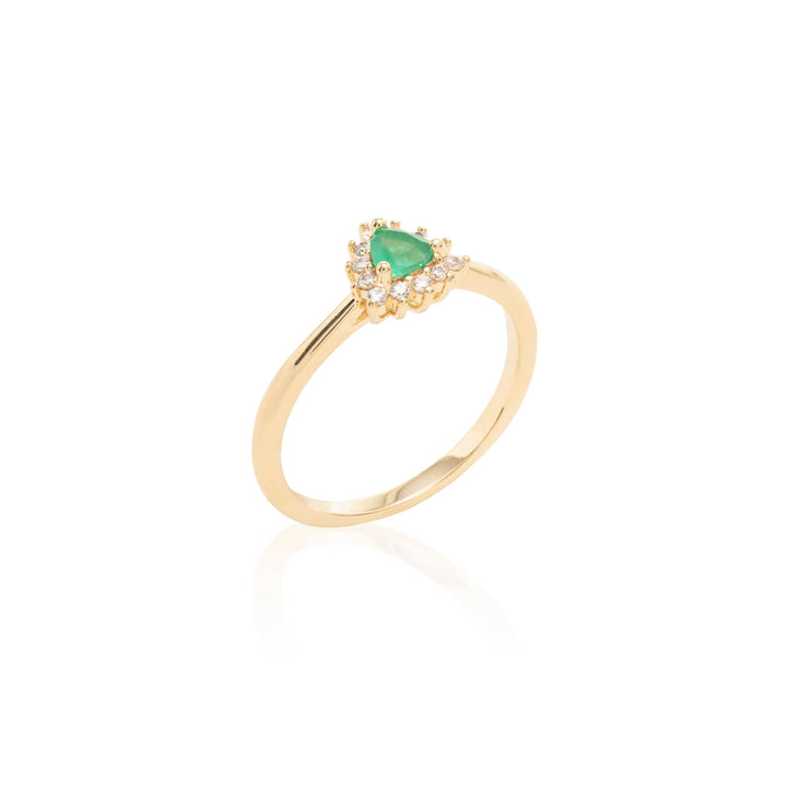 Bright Emerald Crystal Solitaire Ring,18k Gold Filled