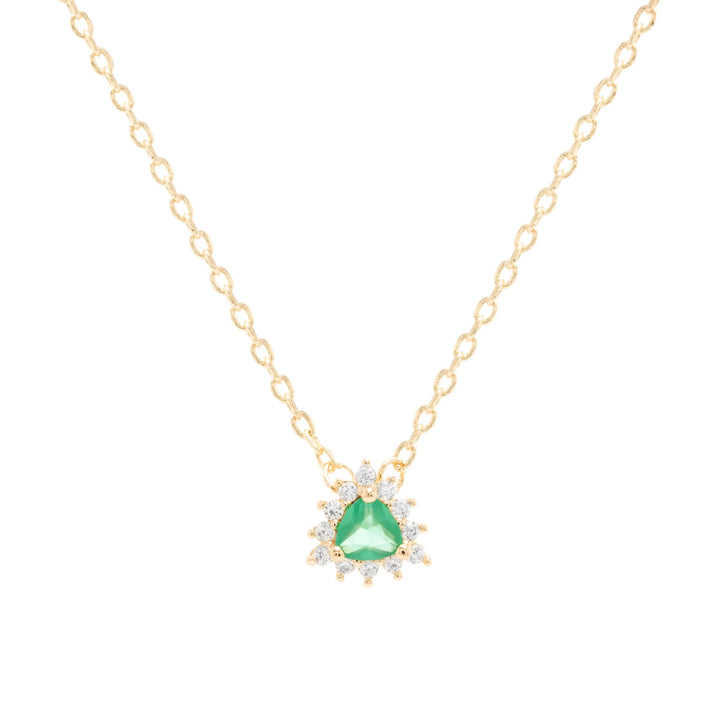 Bright Emerald Crystal Necklace, 18k Gold Filled