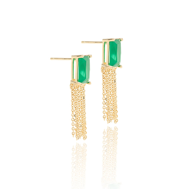 Bright Emerald Fusion Fringe Earrings, 18k Gold Filled