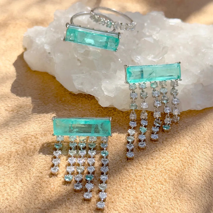 Bright Finger Paraiba Tourmaline Earrings, 925 Sterling Silver