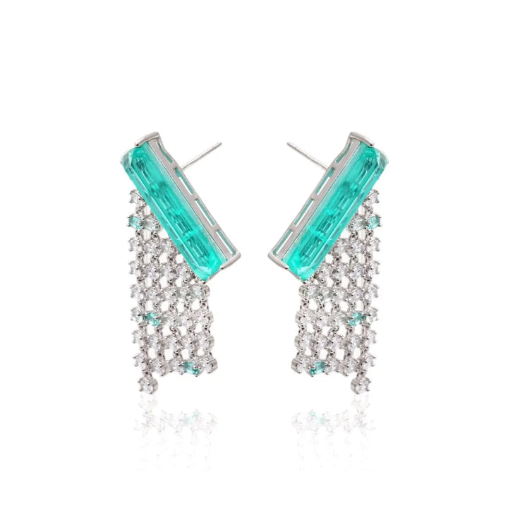 Bright Finger Paraiba Tourmaline Earrings, 925 Sterling Silver