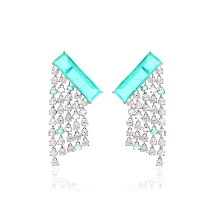 Bright Finger Paraiba Tourmaline Earrings, 925 Sterling Silver