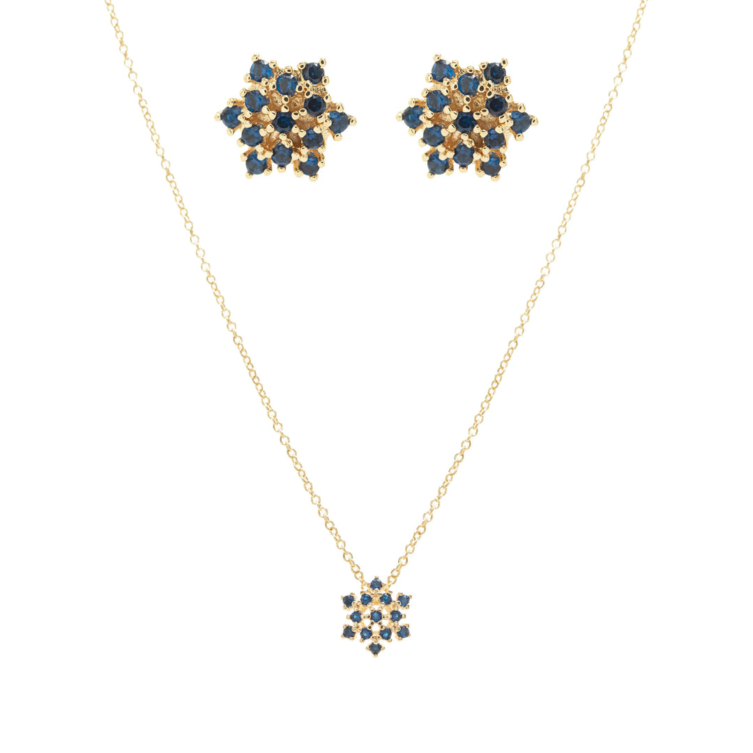 Bright flake dark blue cubic zirconia set 18k gold filled on copper Elladora Store Australia