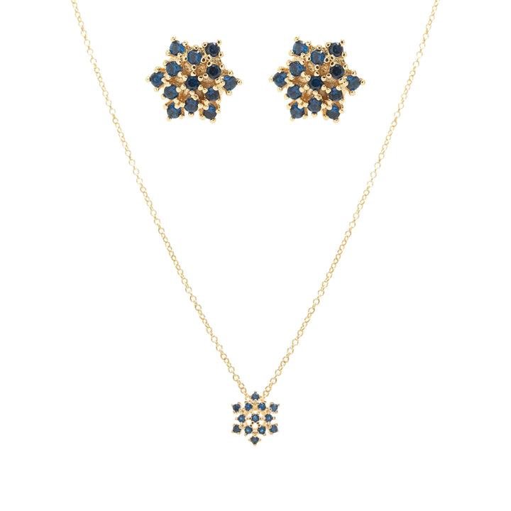 Bright flake dark blue cubic zirconia set 18k gold filled on copper Elladora Store Australia