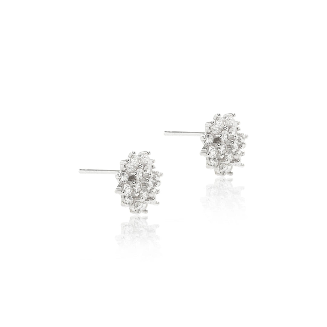 Bright Flake with White cubic Zirconia Stud Earrings, 925 Sterling Silver Elladora Store Australia