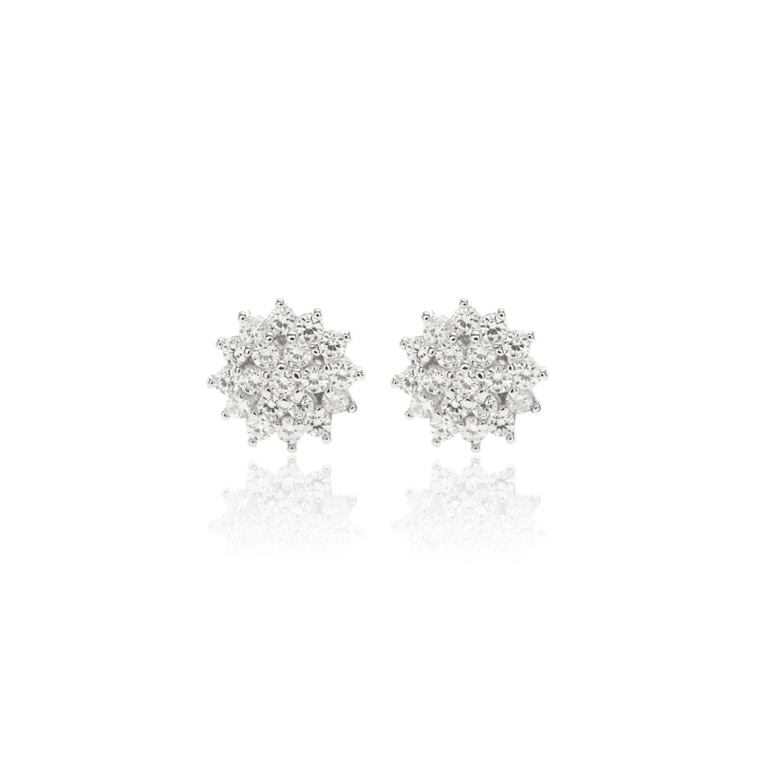 Bright Flake with White cubic Zirconia Stud Earrings, 925 Sterling Silver Elladora Store Australia