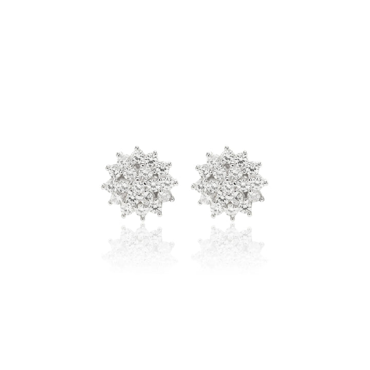 Bright Flake with White cubic Zirconia Stud Earrings, 925 Sterling Silver Elladora Store Australia