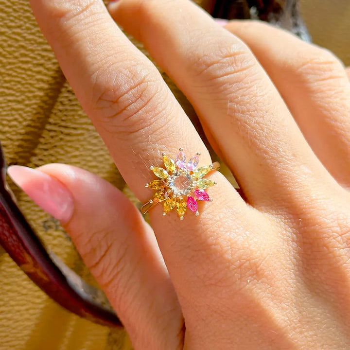 Bright Flower Ring, 18k Gold Filled