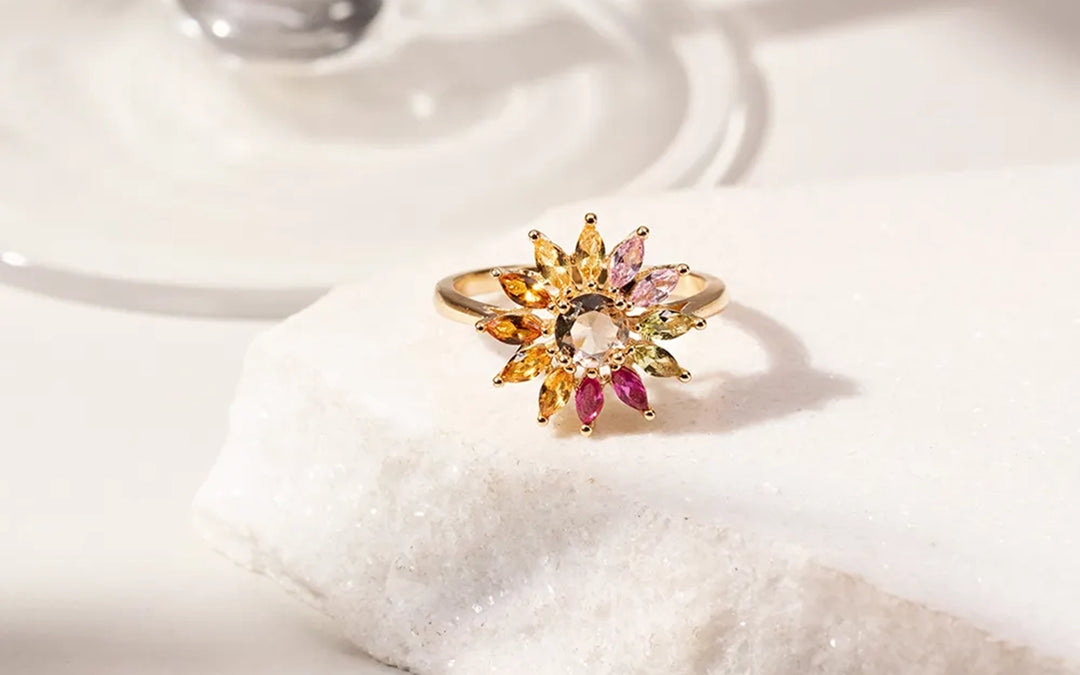 Bright Flower Ring, 18k Gold Filled