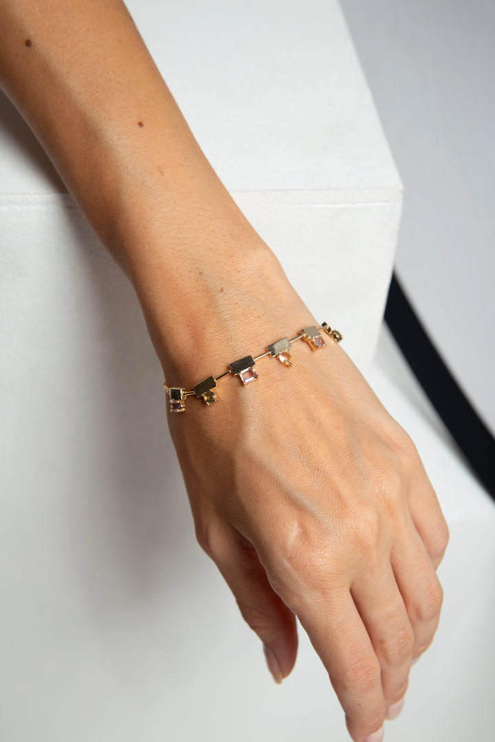 Bright Geometric Bracelet, 18k Gold Filled