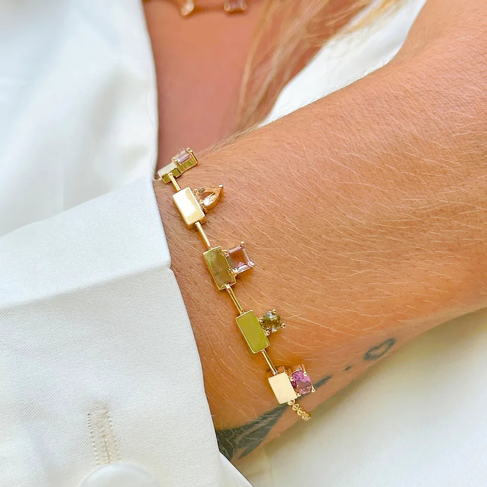 Bright Geometric Bracelet, 18k Gold Filled