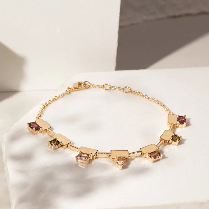 Bright Geometric Bracelet, 18k Gold Filled