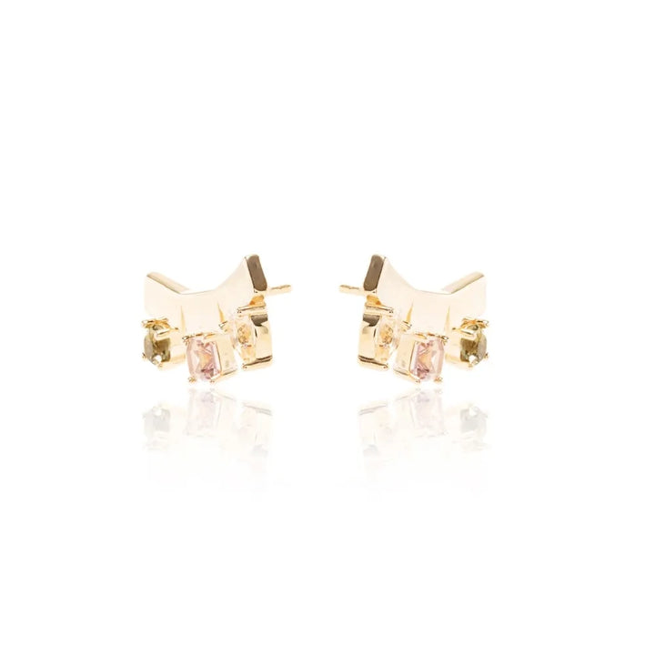 Bright Geometric Ear Cuff Earrings, 18k Gold Filled
