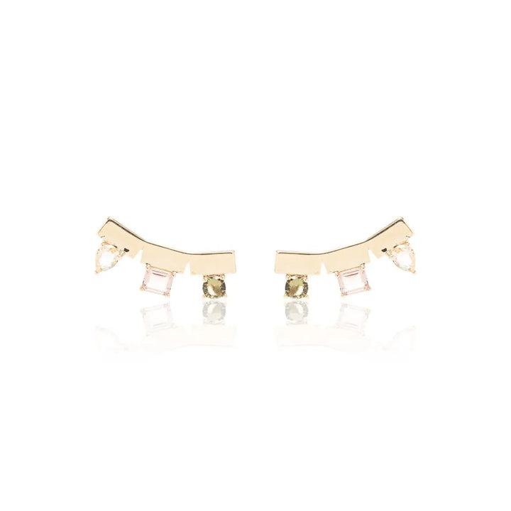 Bright Geometric Ear Cuff Earrings, 18k Gold Filled