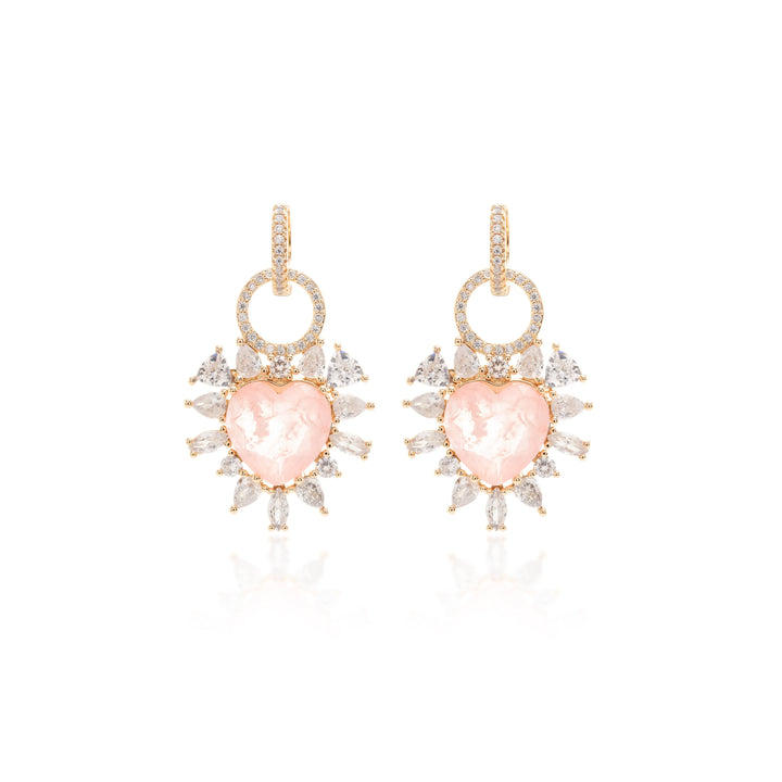 Bright Heart Morganite Fusion Earrings, 18k Gold Filled