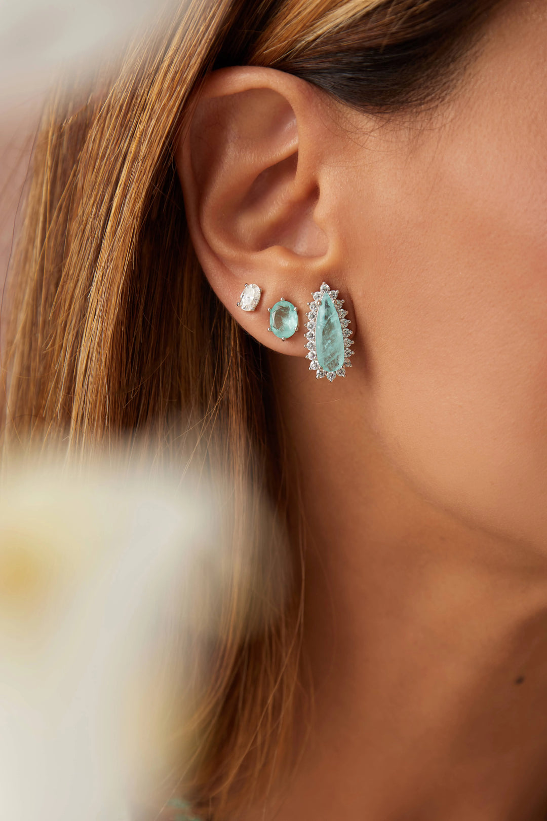 Bright Long Teardrop Light  Blue Tourmaline Fusion Drop Earrings, 925 Sterling Silver