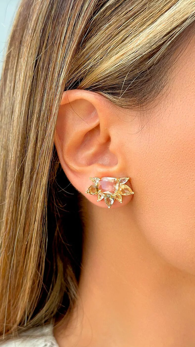 Bright Mixed-Shape Pastel Crystal Earrings, 18k Gold Filled