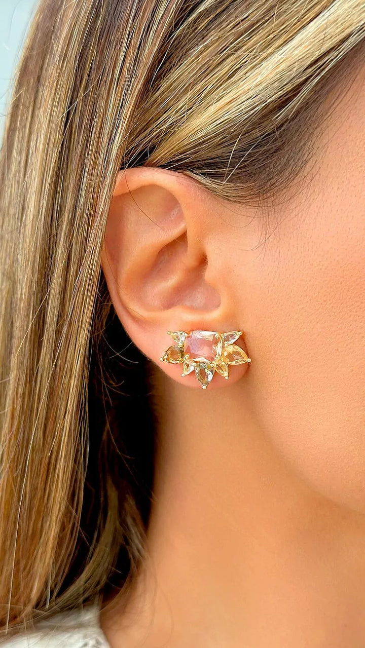 Bright Mixed-Shape Pastel Crystal Earrings, 18k Gold Filled