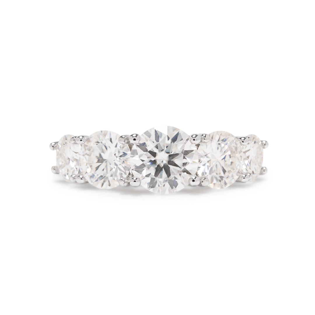 Bright Moissanite Ring 7mm, 925 Sterling Silver Rhodium Plated