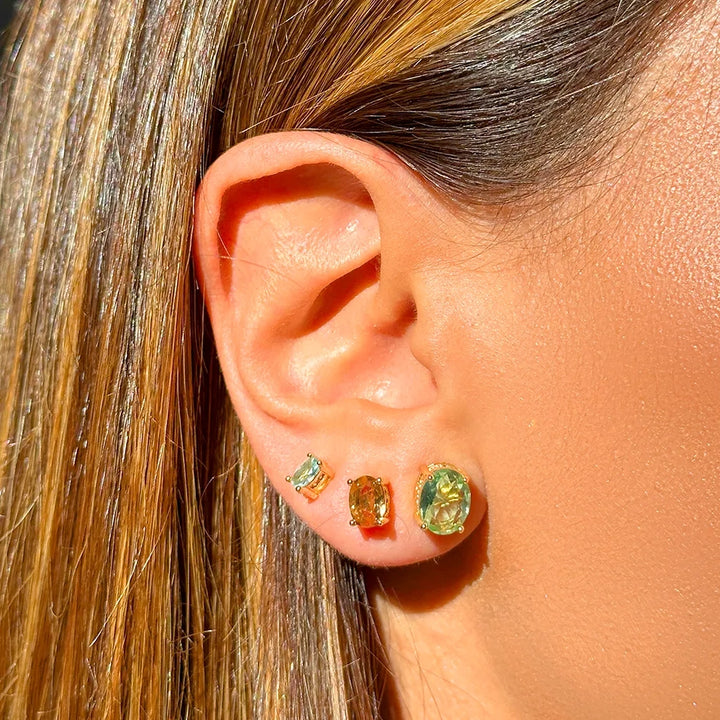 Bright Oval Crystal Earrings Set (3 Pairs), 18K Gold Filled