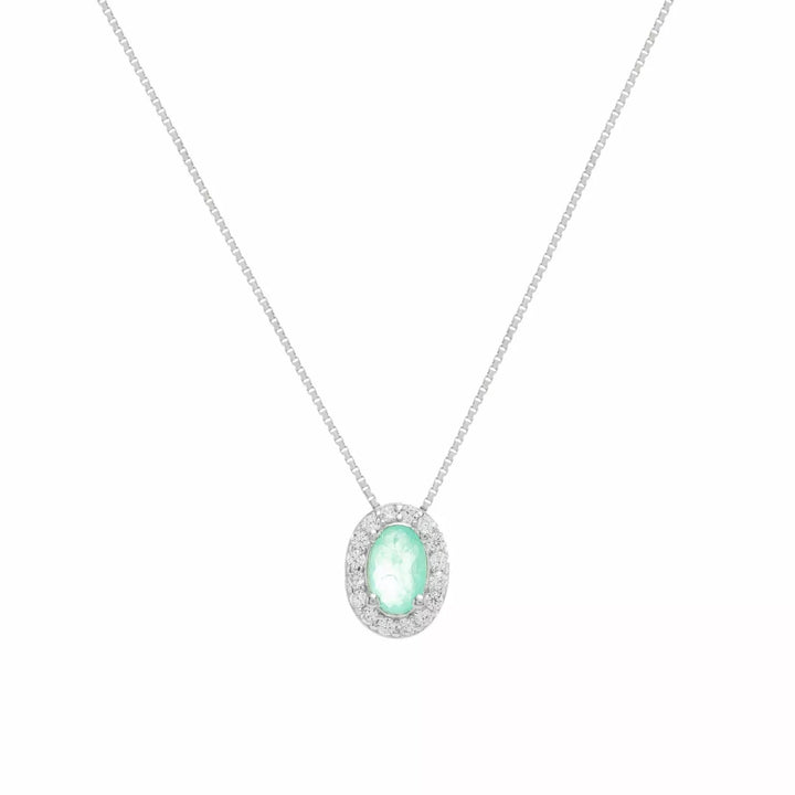 Bright Oval Paraiba Tourmaline Fusion Necklace, 925 Sterling Silver