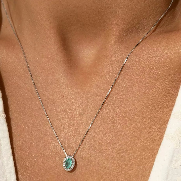 Bright Oval Paraiba Tourmaline Fusion Necklace, 925 Sterling Silver