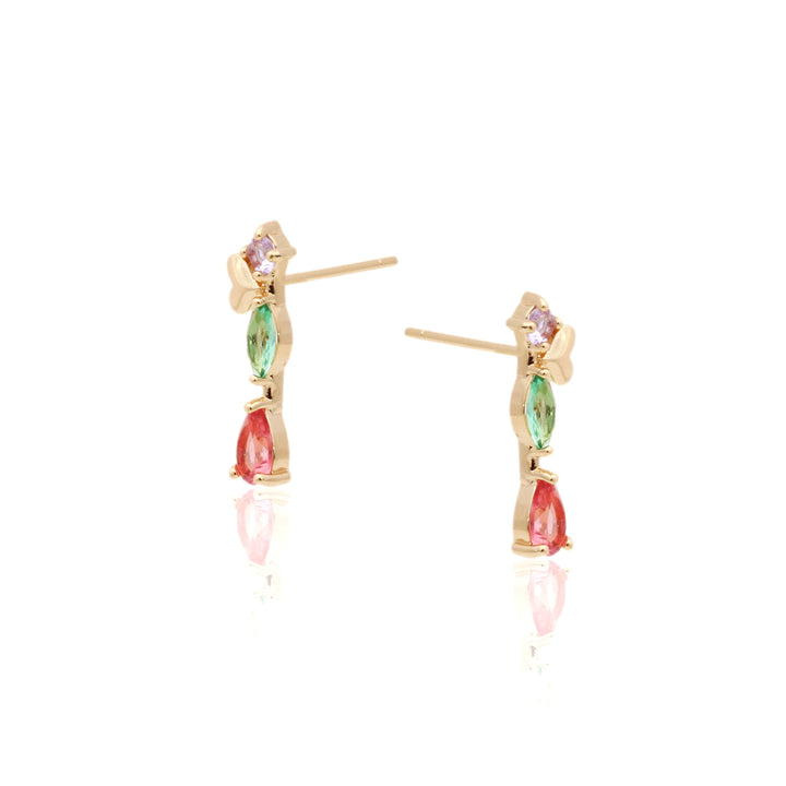 Bright Pink Tourmaline Earrings, 18k Gold Filled