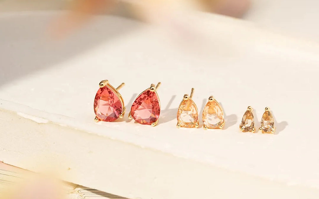 Bright Pink Tourmaline, Citrine & Peridot Set Earrings (3x5 / 5x7 / 7x9), 18K Gold Filled