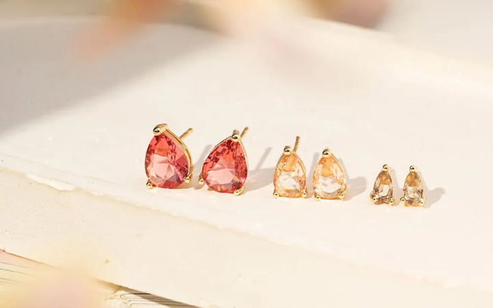 Bright Pink Tourmaline, Citrine & Peridot Set Earrings (3x5 / 5x7 / 7x9), 18K Gold Filled