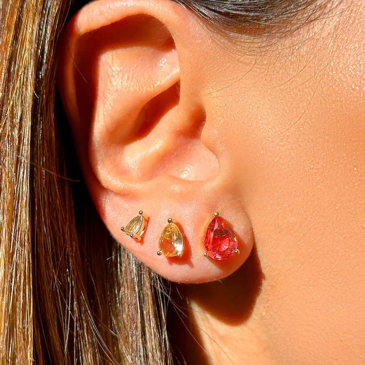 Bright Pink Tourmaline, Citrine & Peridot Set Earrings (3x5 / 5x7 / 7x9), 18K Gold Filled