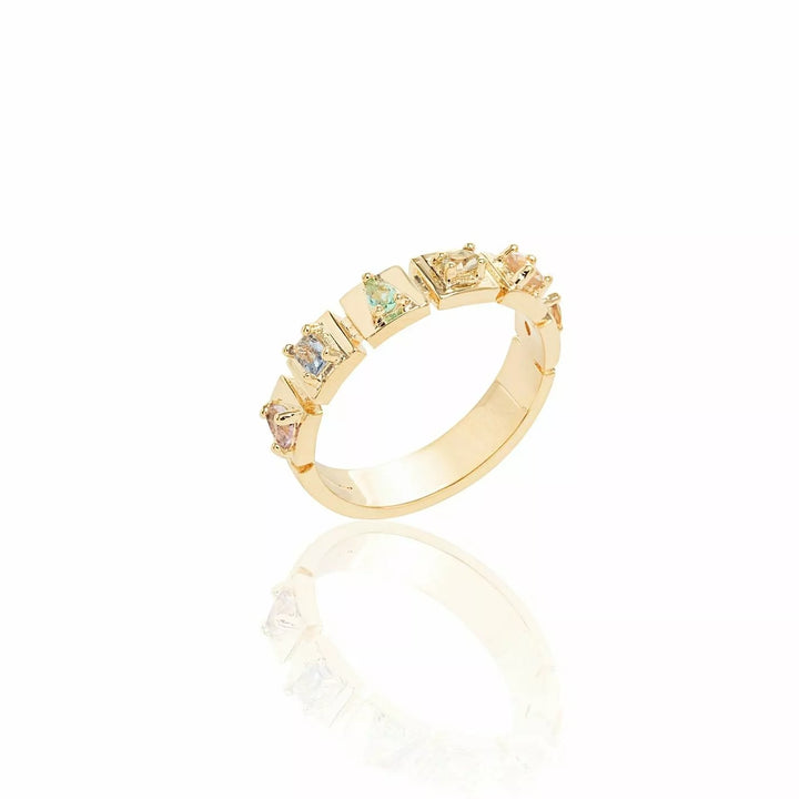 Bright Plated Crystal Band Rings, 18k Gold Filled