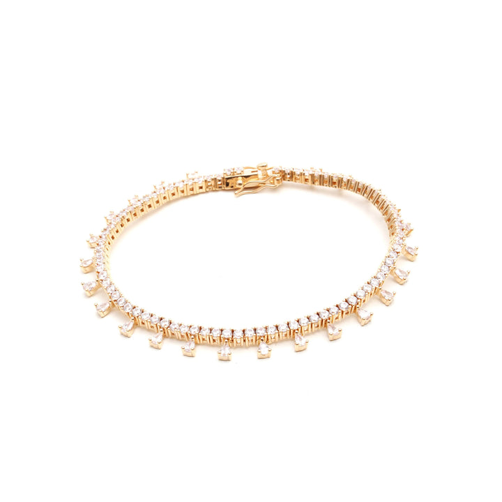 Raindrop tennis bracelet with white cubic zirconia 18k Gold Plated Elladora Store Australia